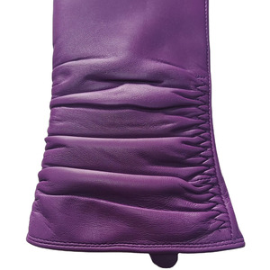 Purple Leather Wrist Length <b>Gloves</b> Thermal Unlined Plain Style Daily Use Winter Casual - Product Image 4