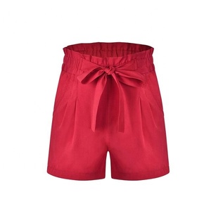 High Waist Cotton <b>Shorts</b> With Drawstring Closure And Pockets Casual Loose Fit <b>For</b> <b>Women</b> Solid Color Breathable Style - Product Image 5