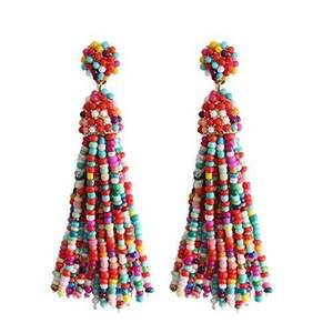 Pendientes Colgantes Bohemios Coloridos con Cuentas Hechos a Mano, Cuentas de Semillas, Color y Tamaño Personalizables para Mujeres y Niñas - Product Image 5