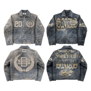 Chaqueta de Mezclilla para Hombre, Estilo Streetwear, Fabricación OEM, Parche Personalizado con Logotipo Bordado, Diseño Desgastado y Rasgado, Tela de Algodón y Lona - Product Image 1