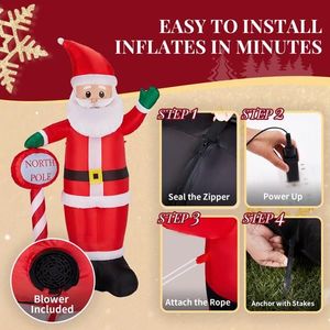 8.2FT <b>Lighted</b> Christmas Inflatable Decoration Funny Outdoor Holiday Yard Decorations Santa North <b>Pole</b> Road Sign Yard Decorations - Product Image 6