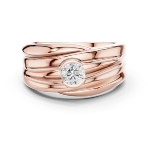 Anillo de Plata de Ley 925 para Hombre con Moissanita Solitaria y Engaste de Bisel, Banda Ancha de Corte Redondo para Boda o Compromiso - Product Image 2