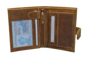 Men's Vintage Genuine Leather <b>Trifold</b> <b>Wallet</b> With Buckle Closure Short Size Daily Use Luxury Vintage Design Open Short Coin - Product Image 2