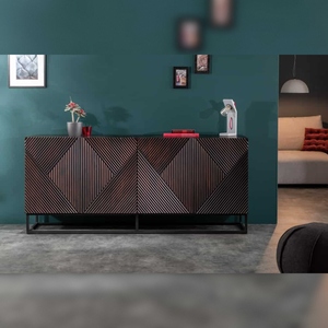 Aparador Vandana Heritage Surface CREATIVO de 180 cm, Madera de Mango Sólida, Frente Elaborado en 3D, Diseño Moderno para Comedor y Cocina - Product Image 3