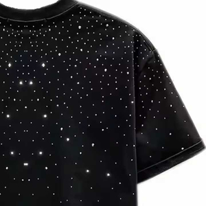 T-shirt pour homme, style streetwear, motif à pois, imprimé pailleté, manches courtes, coupe ample, respirant, col rond, tissu en coton tricoté - Product Image 4
