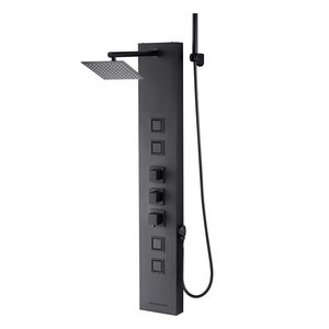 Columna de Ducha de Acero Inoxidable Cepillado 49 con Cabezal de Ducha Tipo Lluvia, Grifo de 4 Funciones, Sistema de Torre de Montaje en Pared, Accesorios para Cuarto de Ducha - Product Image 1