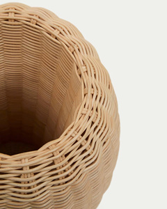 Handcrafted Rattan Ribbed Vase Natural Woven Decorative Planter <b>Basket</b> <b>For</b> Flowers <b>Plants</b> Living Room Tabletop Home Decor - Product Image 4