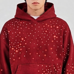 Custom Logo Printed Men Pullover <b>Rhinestone</b> Hoodie For Online Sale New Arrival Lightweight Zipper Acid Wash <b>Rhinestone</b> <b>Hoodies</b> - Product Image 3