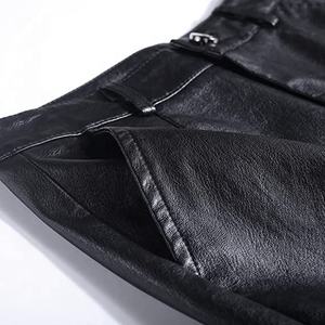 Pantalon en similicuir PU taille haute pour femme, coupe large, couleur unie, décontracté, longueur complète, coupe ample, fermeture boutonnée, style automne - Product Image 5