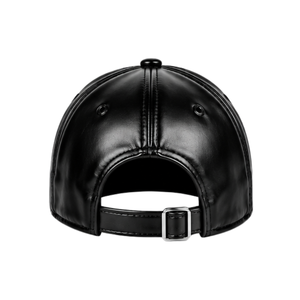 Luxury Shiny <b>Black</b> Leather Baseball <b>Cap</b> <b>Men</b> Women Adjustable Strap 6 Panel Fashion Hat Custom Logo Wholesale. - Product Image 6