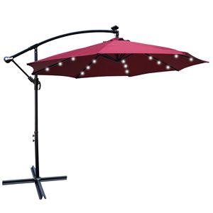 Ombrellone da Esterno a LED Solare da 3 Metri, Impermeabile, 8 Stecche, con Manovella e Base a Croce, per Patio e Giardino - Product Image 4