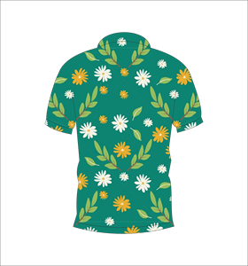 <b>Mens</b> <b>Green</b> Floral Print <b>Polo</b> <b>Shirt</b> Short Sleeve Casual Cotton Woven Breathable Front Logo Regular Fit Casual Wear - Product Image 3