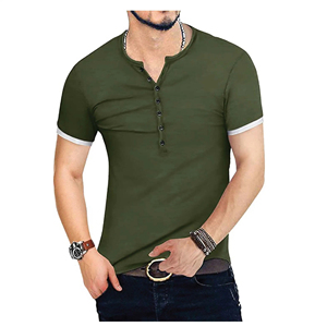 Custom Men's Solid O-Neck Sport T-Shirt <b>Hip</b> Hop Style Short Sleeve Polo Shirts with Button Design and Embroidered Logo - Product Image 6