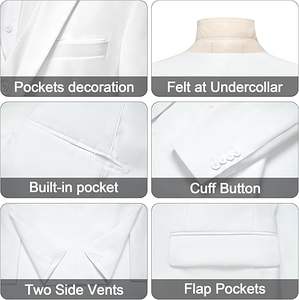 Ensemble de Costume de Luxe pour Homme, Idéal pour le Bureau, les Mariages et les Cérémonies, Couleur Blanche, Pantalon et Veste en Polyester, Personnalisable avec Logo - Product Image 3