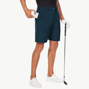 Men's Custom Logo Golf Shorts Quick Dry Moisture Wicking Oxford Fabric Button Fly Solid Color Casual Workout Shorts - Product Image 3