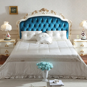 Ensemble de chambre à coucher de luxe en bois d'acajou, livraison gratuite, mobilier de chambre à coucher royal rembourré de style européen antique, taille King Size - Product Image 5