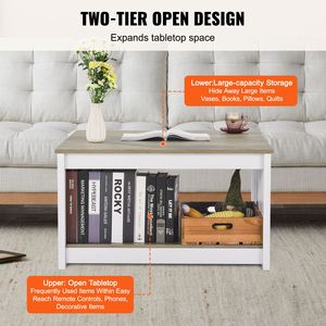 Tavolino da Caffè Moderno 80 cm in Stile Rustico con Vano Portaoggetti Aperto, Tavolo da Cocktail in Legno per Soggiorno - Product Image 4