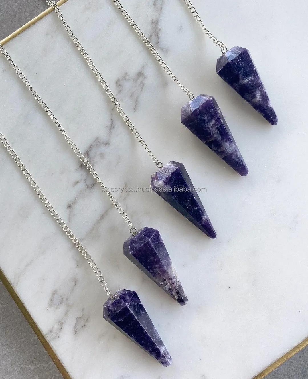 Natural Lepidolite Pendulum crystal of transition that aids in change and enhances peace and tranquility during stressful times