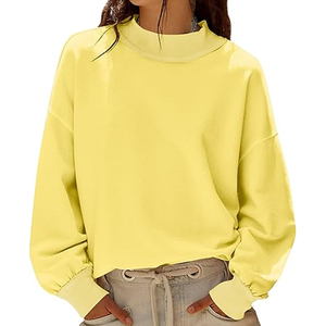 Sweat-shirt à col montant en coton éponge pour femme, impression de logo personnalisé, unisexe, streetwear décontracté, vêtements de sport, fabrication OEM, vente en gros - Product Image 1