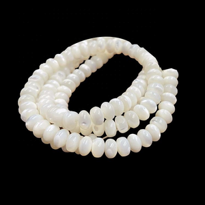Cuentas de Nácar Blanco Planas de 3x4mm, Cuentas de Concha y Coral para Collar Tasbih, Cuentas de Oración, Artesanía Natural - Product Image 2