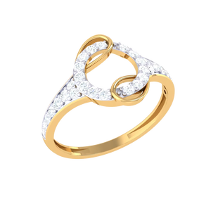 Anillo de Diamantes de Lujo en Oro de Dos Tonos con Círculos Entrelazados para Mujer, Elegante Anillo Infinito para Aniversario o Boda - Product Image 2