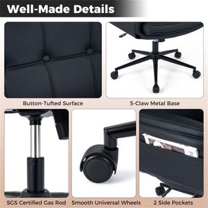 Sedia da Ufficio Girevole in Pelle con Base in Acciaio Regolabile, Materiale in Nylon e Tasche Laterali - Product Image 5