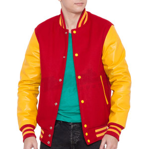 Chaqueta Letterman con Mangas de Cuero para Uso en Exteriores, Nuevo Diseño, Color Sólido, Chaqueta Letterman para Hombre con Mangas de Cuero - Product Image 2