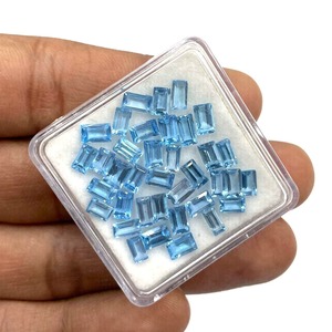 Topacio Azul Suizo Natural, Corte Baguette, 3mm 5mm, Facetado, Piedra Preciosa Suelta al por Mayor, para Fabricación de Joyas, Suministro de la India - Product Image 6