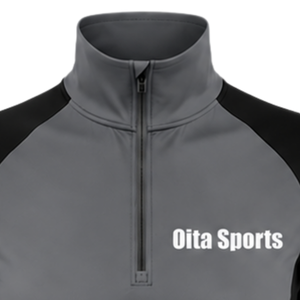 Women Charcoal Grey Black Quarter Zip Long Sleeve Athletic Training <b>Top</b> <b>Thumbhole</b> Slim Fit Running Gym Performance Sportswear - Product Image 3