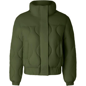 Women's <b>Cropped</b> Quilted <b>Puffer</b> <b>Jacket</b> Stand Collar Zip Snap Button Padded Bubble Coat Winter Outerwear Wholesale - Product Image 1