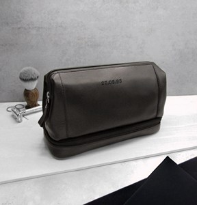 Luxury Genuine Leather <b>Toiletry</b> <b>Bag</b> Mens Dopp Kit Travel Shaving <b>Bag</b> <b>Large</b> Wash <b>Bag</b> Cosmetic Organizer Factory TYG-0202 - Product Image 1