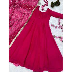 ชุดทำงานผ้าจอร์เจียเจ็ตลำดับ zari สีชมพู - Product Image 4