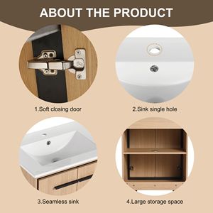 Mobile bagno da 24 pollici in legno ingegnerizzato con lavabo e anta contenitore, accessibile per disabili - Product Image 5