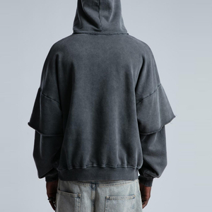 Sudadera con Capucha de Doble Capa para Hombre, Lavado Ácido, Tejido Grueso, Estilo Urbano Vintage, Ropa Casual de Invierno, Proveedor OEM - Product Image 5
