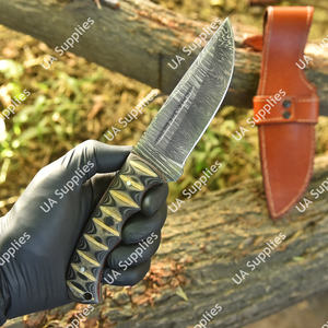 Cuchillo de hoja fija de acero de Damasco de espiga completa hecho a mano, tipo Drop Point, para uso industrial/DIY, caza, camping, supervivencia táctica al aire libre, OEM - Product Image 3