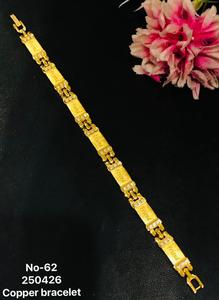 Men Stylish Gold Plated Copper Link Chain multicolour Trendy Fashion Jewelry Unisex Premium Heavy Look <b>Metal</b> <b>Bracelet</b> - Product Image 5