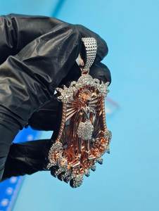 Colgante de Estilo Religioso Santa Muerte, Colgante Hip Hop, Colgante Chapado en Oro de Plata 925, Colgante Bling para Raperos, Colgante de San Judas Tadeo - Product Image 3