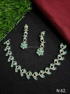 Classic American Diamond Bridal Jewelry <b>Set</b> Two-Piece Necklace and Earrings for Wedding Fashionable Classic Style - Product Image 2