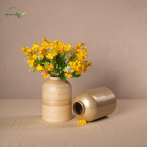 Vase à fleurs artisanal en bambou naturel, design pour la décoration intérieure, luxe, écologique, accent d'intérieur - Product Image 5