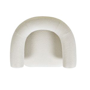 Poltrona Moderna Stile Mid-Century Fuji 37 Pollici con Braccioli a Cilindro in Bouclé Bianco Avorio per Soggiorno - Product Image 2