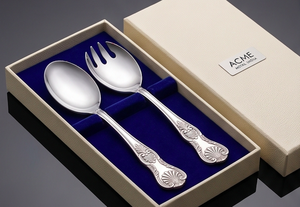 Elegant Metal Salad <b>Servers</b> High Mirror Polish With Ornate Handle Dishwasher Safe For Household Party And Restaurants - Product Image 4