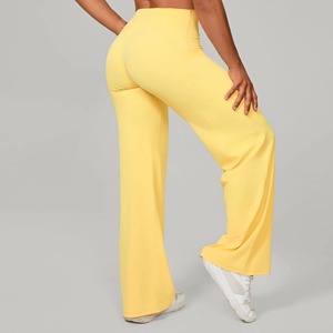 Leggings évasés taille haute pour femmes, personnalisables en gros, couleur unie, effet amincissant, coupe confortable, écologiques, extensibles dans les quatre sens, pour le quotidien, l'entraînement et les occasions formelles - Product Image 3