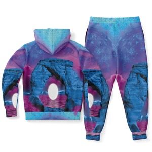 Men's Sublimation Printed Hooded Heavyweight Streetwear <b>Tracksuit</b> Breathable Quick-Dry Lightweight Elastic Waist Side Pockets - Product Image 4