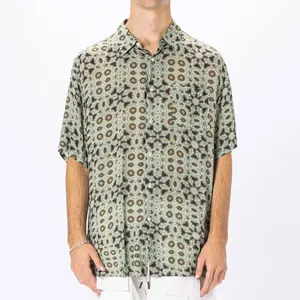 男士酷薄沙滩衫定制印花升华印花夏威夷衬衫渐变彩色衬衫制造商