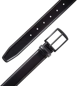 Ceinture en cuir de vache noir avec boucle rectangulaire, design formel et durable - Product Image 1