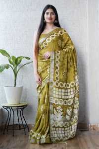 Sari de lino y algodón para mujer con blusa, diseño indio de Bollywood, hermoso sari de lino, ropa india y pakistaní. - Product Image 2