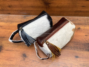 New Western Genuine Hair on Cowhide Leather Tassel Toiletry Bags Stylish Cosmetic Bags <b>for</b> <b>Makeup</b> <b>Storage</b> Travel Organizer Box - Product Image 6