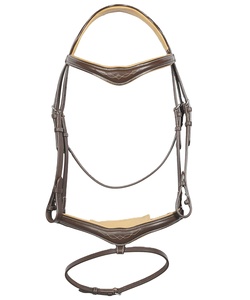 Giải phẫu vương miện Nâu đầy đủ Hạt Da Ngựa Bridle thoải mái Crank noseband với vuông nâng lên cưỡi móc cho đua ngựa - Product Image 1