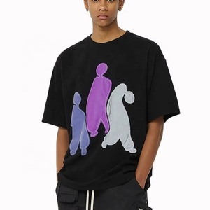 T-shirt décontracté pour homme en coton 100% avec motif brodé et col rond, tricoté avec des lettres, design personnalisé - Product Image 1