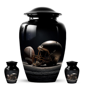 Black Metal Cremation Urn Adult <b>Ashes</b> Memorial Vase Round Tabletop Floor Decor Custom Printing - Product Image 3